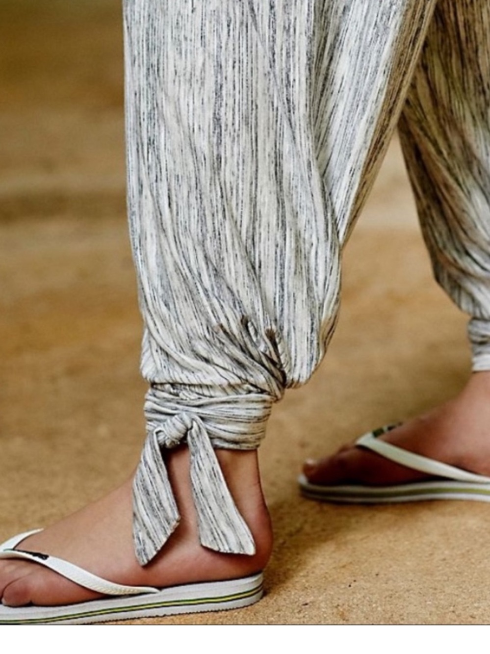 Free People Beach Malibu Harem Relaxed Jumpsuit Spacedye Grey White Heather - Picture 2 of 11
